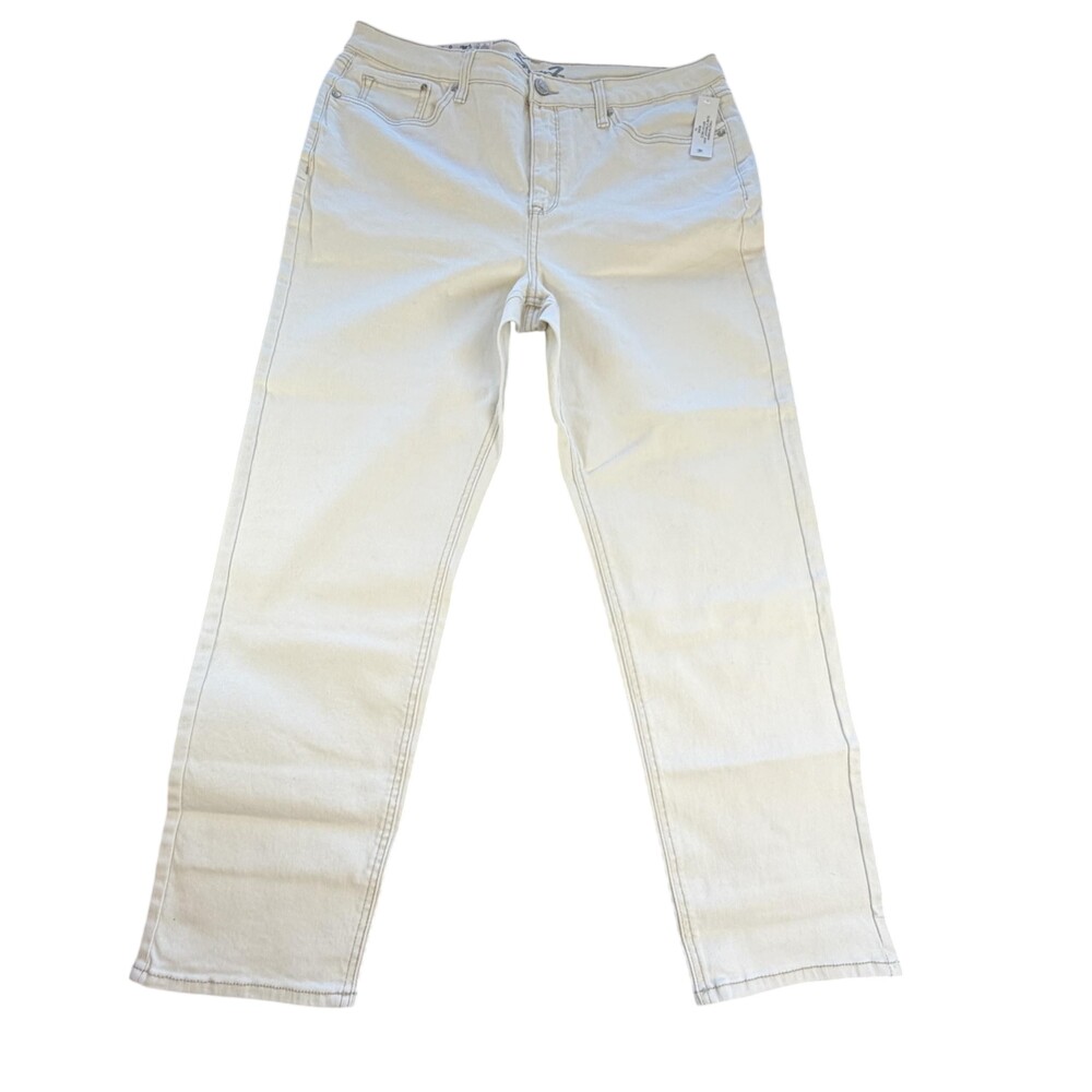 Seven7 Jeans Womens 16 White Slim Straight High Rise Stretch Denim 38x28